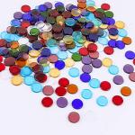 Aunifun Flat Glass Mosaic Tiles, 200 PCS Stained Transparent Glass Mosaic, Round Flat Gems for Home Decoration DIY Crafts