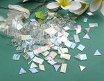 Lanyani Iridescent Mosaic Tiles 200 Pieces Bulk Stained Glass Tile for Mosaic Crafts, 4 Shapes Assortment,Clear