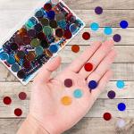 Aunifun Flat Glass Mosaic Tiles, 200 PCS Stained Transparent Glass Mosaic, Round Flat Gems for Home Decoration DIY Crafts