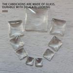 EXCEART 100pcs Square Glass Dome Cabochons Flat Back Clear Glass Cabochon Tiles for Photo Pendant Craft Jewelry Making 25mm