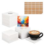 IHDYPPEW 40 Pack 4 x 4 Inch Square Sublimation Ceramic Tiles for Crafts, Sublimation Ceramic Coasters Tiles with Cork Backing Pad, Perfect for DIY Crafts and Sublimation Projects(Glazed)