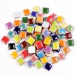 454g Petal Ceramic Mosaic Tiles for Crafts Art, Water Drop Flower Tiles Irregular Ceramic Tiles Bulk, 0.4 inch Square Glazed Porcelain for DIY Mosaic Craft Supplies (1cm)