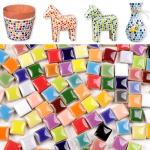 454g Petal Ceramic Mosaic Tiles for Crafts Art, Water Drop Flower Tiles Irregular Ceramic Tiles Bulk, 0.4 inch Square Glazed Porcelain for DIY Mosaic Craft Supplies (1cm)