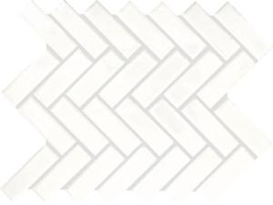 1x3 High Gloss Polished Finish White Herringbone Porcelain Mosaic Tile Walls and Floors (10 Pack)