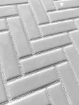 1x3 High Gloss Polished Finish White Herringbone Porcelain Mosaic Tile Walls and Floors (10 Pack)