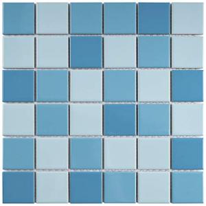 BT-PM21 2" x 2" Square Creamy Light Blue Porcelain (Polish Finish) Floor & Wall Tile & Pool Tile Mosaic Tile 11-3/4 in. x 11-3/4 in. x 6mm (Thickness) 1 Sheet=0.97 sqt (1 Sheet)