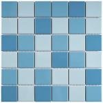 BT-PM21 2" x 2" Square Creamy Light Blue Porcelain (Polish Finish) Floor & Wall Tile & Pool Tile Mosaic Tile 11-3/4 in. x 11-3/4 in. x 6mm (Thickness) 1 Sheet=0.97 sqt (1 Sheet)