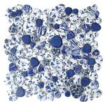 Blujellyfish Blue & White Pebble Tile Porcelain Mosaic Tiles for Art Deco (Pack of 5)
