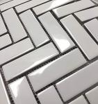 1x3 High Gloss Polished Finish White Herringbone Porcelain Mosaic Tile Walls and Floors (10 Pack)