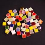 454g Petal Ceramic Mosaic Tiles for Crafts Art, Water Drop Flower Tiles Irregular Ceramic Tiles Bulk, 0.4 inch Square Glazed Porcelain for DIY Mosaic Craft Supplies (1cm)