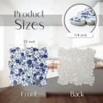 Blujellyfish Blue & White Pebble Tile Porcelain Mosaic Tiles for Art Deco (Pack of 5)