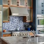 Blujellyfish Blue & White Pebble Tile Porcelain Mosaic Tiles for Art Deco (Pack of 5)