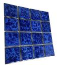 Tenedos T‎PACFD-PL Ultramarine Blue Water Splash Effect Square 3x3 Porcelain Pool Mosaic Floor Wall Tile Backsplash for Kitchen, Bathroom Shower, Swimming Pool, Accent Decor (1 Sheet)