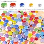 1 LB Penny Round Mosaic Tiles, 10mm ~20mm 5sizes Iridescent Rounds Recycled Glass Tiles Mix for Adults & Kids DIY Mosaic Making Garden Project (All Mix)