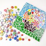 1 LB Penny Round Mosaic Tiles, 10mm ~20mm 5sizes Iridescent Rounds Recycled Glass Tiles Mix for Adults & Kids DIY Mosaic Making Garden Project (All Mix)