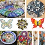 Youway Style Green Mosaic Tiles for Crafts Bulk,150g Strips Shapes Mosaic Glass Pieces,Glass Mosaic Garden Craft Kit