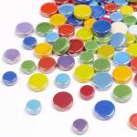 1 LB Penny Round Mosaic Tiles, 10mm ~20mm 5sizes Iridescent Rounds Recycled Glass Tiles Mix for Adults & Kids DIY Mosaic Making Garden Project (All Mix)