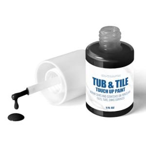 Cocomfix Tub and Tile Paint - Black Porcelain Touch Up Paint for Scratches & Chips on Porcelain, Acrylic, Fiberglass Tubs, Sinks, Tiles and Toilets (Semi-Gloss)