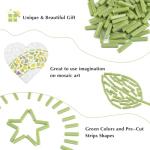 Youway Style Green Mosaic Tiles for Crafts Bulk,150g Strips Shapes Mosaic Glass Pieces,Glass Mosaic Garden Craft Kit