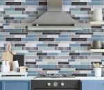 LONGKING Self-Adhesive Kitchen Backsplash, Marble Look Decorative Tiles (10 Tiles)