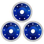 Tanzfrosch 4.5 inch Diamond Saw Blade 4.5" Cutting Disc Wheel for Cutting Porcelain Tiles Granite Marble Ceramics Works with Tile Saw and Angle Grinder (3 Pack, Blue)