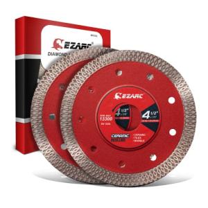EZARC 4-1/2 inch Super Thin Diamond Blade, Diamond Saw Blades for Angle Grinder, 4.5" Tile Blade for Smooth Cutting Porcelain Ceramic Granite Marble Tile, 7/8"-20mm-5/8 Arbor (2-Pack)
