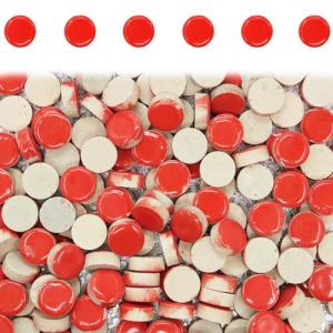 100 Pieces Round Mosaic Tiles for Crafts Bulk, 0.59" Diameter Small Round Mosaic Tile, Assorted Color Glazed Ceramics Tiles for DIY Craft Home Mosaics Project Material Supplies - Red