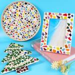 200g Triangles Trapezoids Polygons Ceramic Irregular Size Mosaic Tiles for Crafts Glass Mosaic for Jewelry Making (Green Mix)