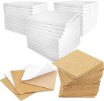 50 Pack Ceramic Tiles for Crafts Coasters, Ceramic White Tiles Unglazed 4x4 with Cork Backing Pads, Use with Alcohol Ink or Acrylic Pouring, DIY Make Your Own Coasters, Mosaics, Painting Projects