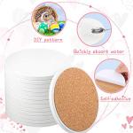 48 Pieces Round Ceramic Tiles for Crafts Coasters 4 Inch White Unglazed Ceramic Coasters with Cork Backing Pads for Ink or Acrylic Pouring, DIY, Mosaics, Painting Projects, Decoupage