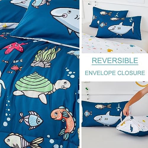 Ocean-Themed 3-Piece Boys Comforter Set