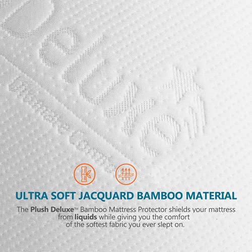 PlushDeluxe Queen Bamboo Waterproof Mattress Protector