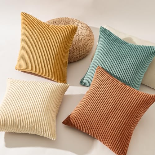 Velvet Throw Pillow Covers Set of 4 - Orange/Teal
