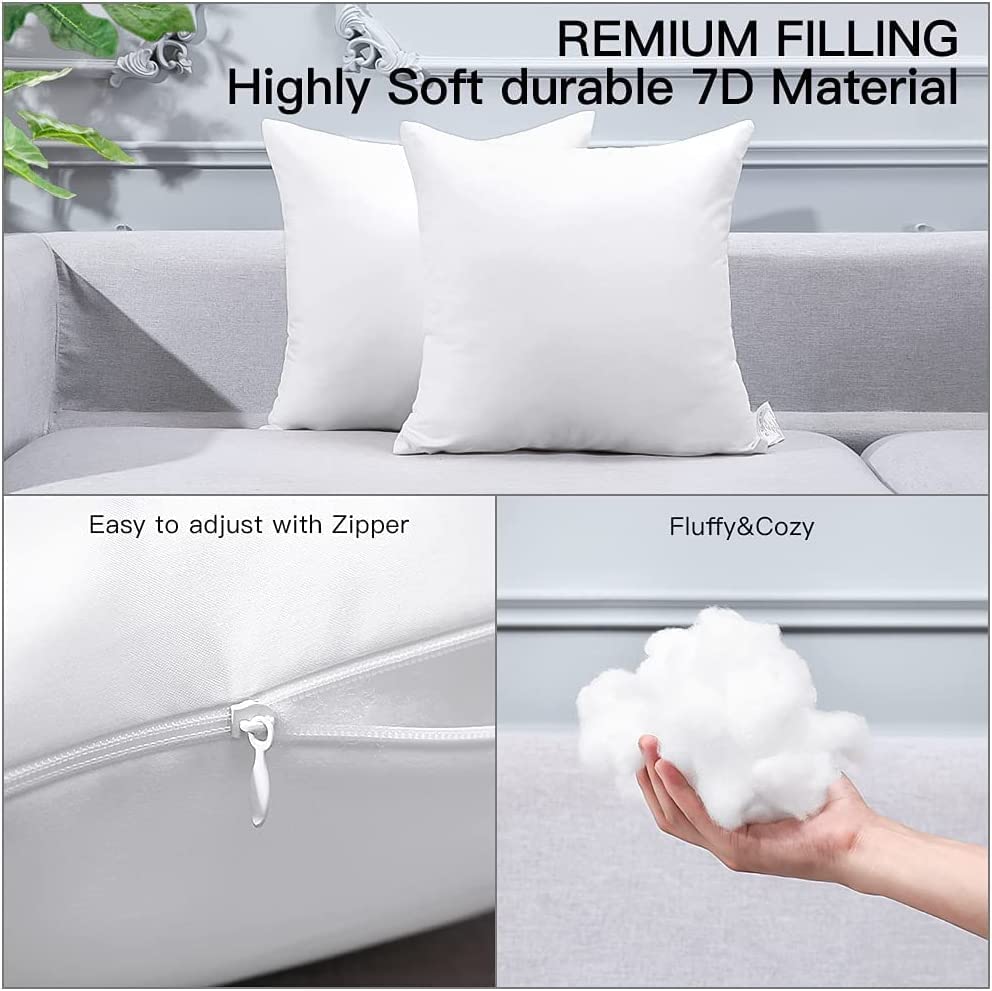 Premium 20x20 Inch Throw Pillow Inserts Set of 4
