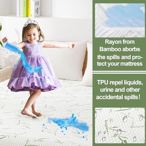 2-Pack Twin XL Bamboo Waterproof Mattress Pad Covers