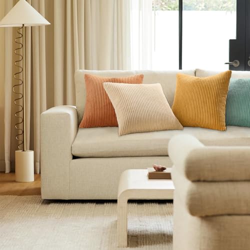 Velvet Throw Pillow Covers Set of 4 - Orange/Teal