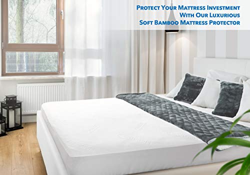 PlushDeluxe Queen Bamboo Waterproof Mattress Protector
