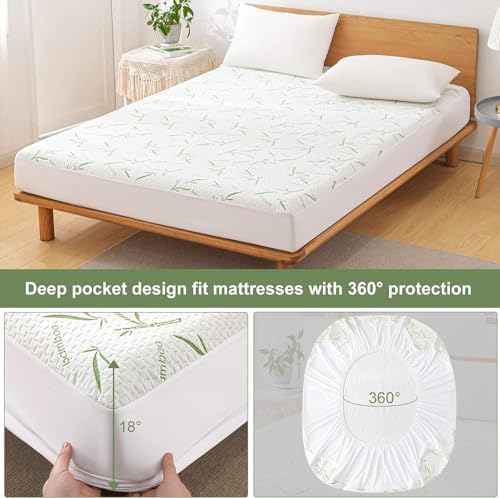 2-Pack Twin XL Bamboo Waterproof Mattress Pad Covers