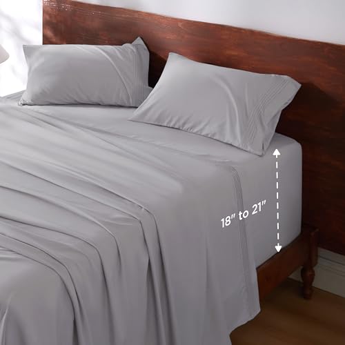 Bedsure Deep Pocket Queen Sheet Set - Light Grey