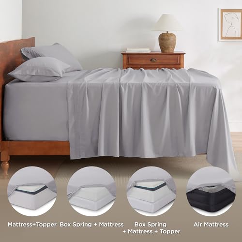 Bedsure Deep Pocket Queen Sheet Set - Light Grey