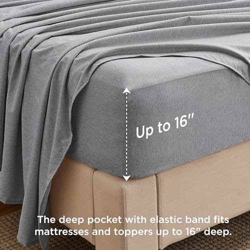 Bedsure Queen Sheet Set – Soft Grey 4 Pieces