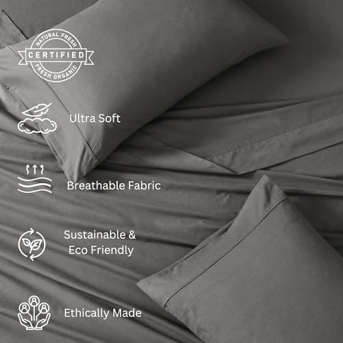 Charcoal Twin XL 100% Organic Cotton Sheet Set