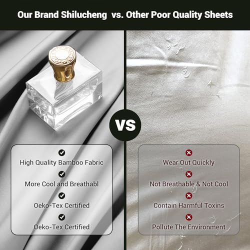 Cooling Bamboo Queen Bed Sheets Set – Grey