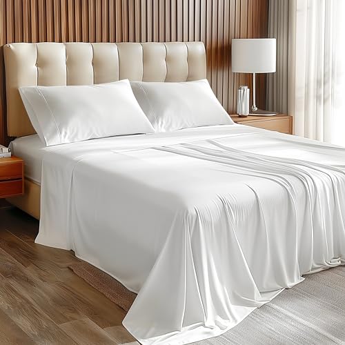 Cooling Queen Bed Sheet Set - 4 Piece White