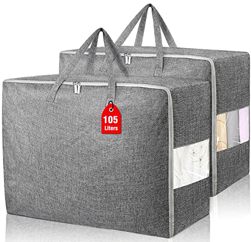 2-Pack 105L Extra Large Storage Bags - Grey