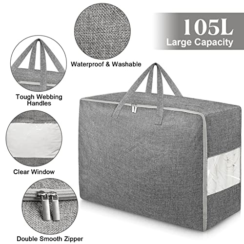 2-Pack 105L Extra Large Storage Bags - Grey
