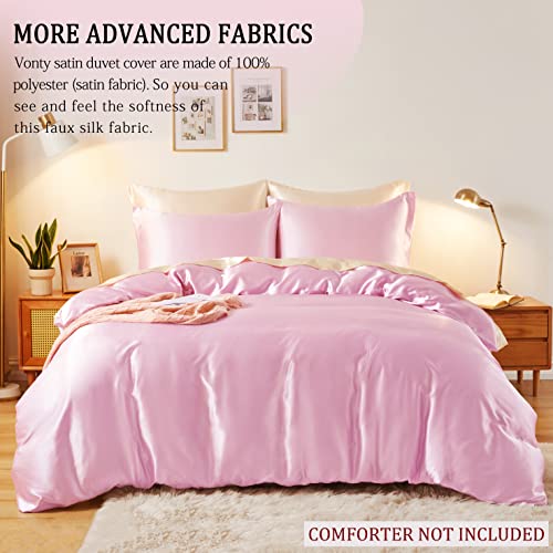 Luxury Silky Satin Duvet Cover Set - Pink