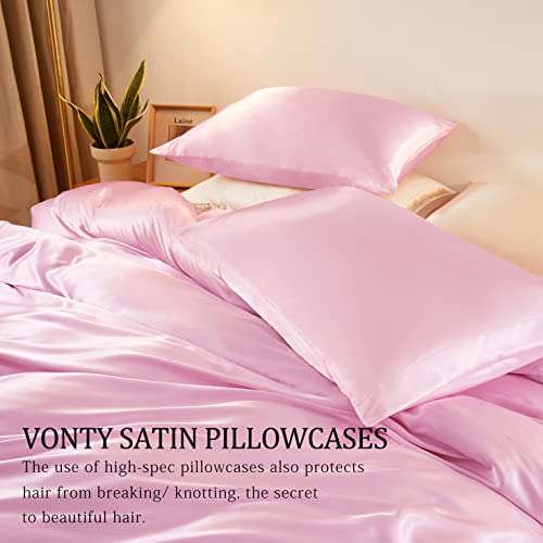 Luxury Silky Satin Duvet Cover Set - Pink