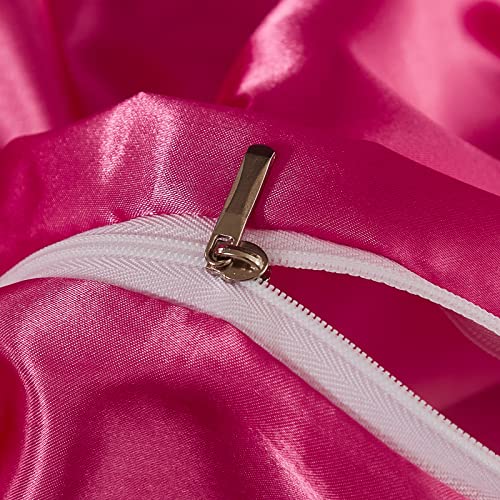 Hot Pink Satin Duvet Cover Set - Queen Size