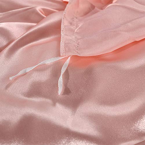 Blush Pink Satin Silk Queen Duvet Cover Set